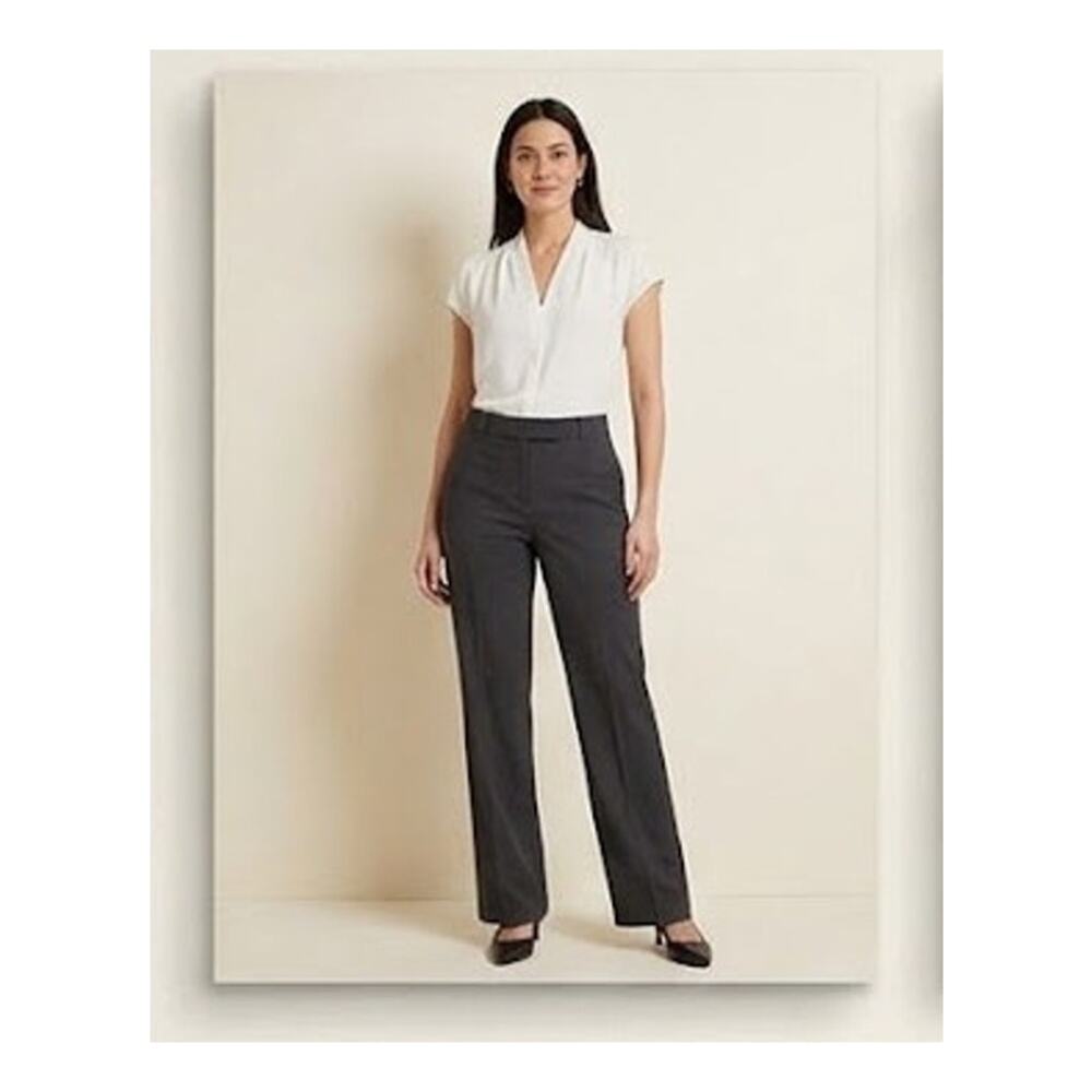 Worthington Dress Pants Womens 16 Charcoal Gray Wide Leg Workwear Corporate Chic